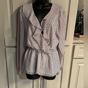 Max Studio Pink and Black Ruffle Blouse